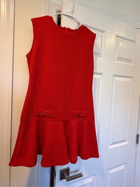 Red Sleeveless Peplum Dress